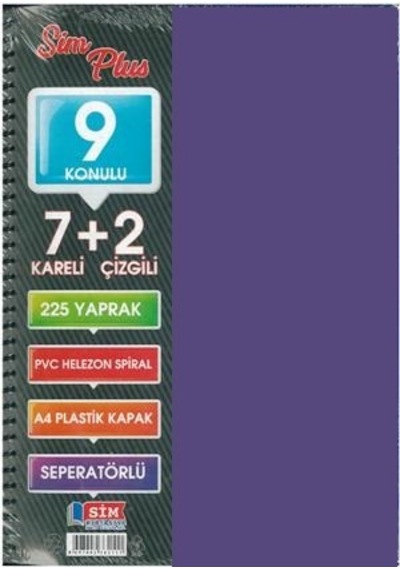 Sımplus A4 7+2 225 Yp Plastik Kapak Ayraçlı Defter Koyu Mor