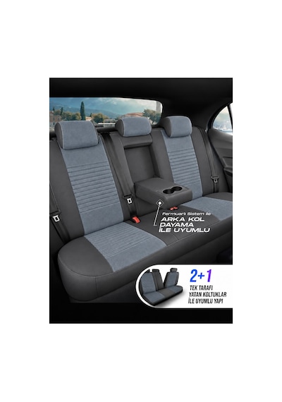 Ford Focus 2 Phantom Monza Gri Tay Tüyü Oto Koltuk Kılıfı Tam Set -ortopedik-kolay Montaj-terletmez 2005-2010