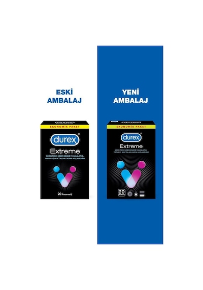 Durex Extreme  Prezervatif 2 x 20'li + Extreme Jel 50 ML