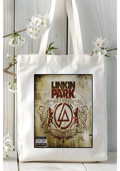 Art Hediye Linkinpark Linkin Park Baskılı Bez Çanta Omuz Çantası Kişiye Özel Desen 2 Çok Renkli
