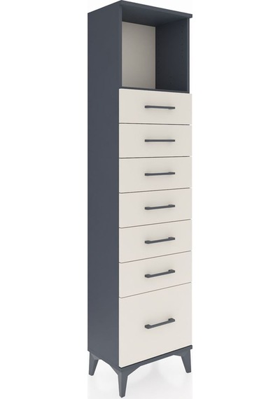 Arges Dolap Tek Raflı 7 Çekmeceli 44x30x182 Antrasit-aytaşı Antrasit