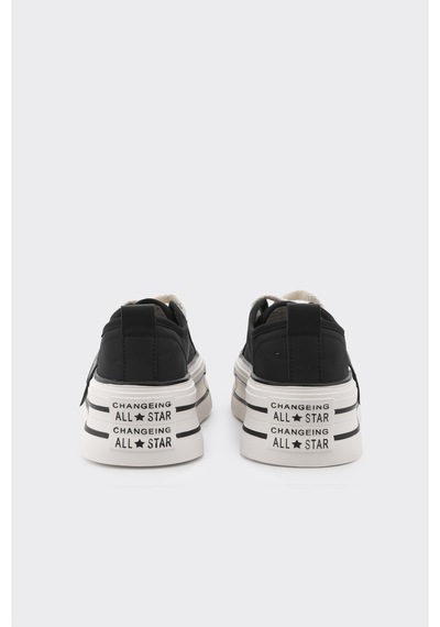 Derinet Bağcıklı Kadın Sneaker Siyah Siyah
