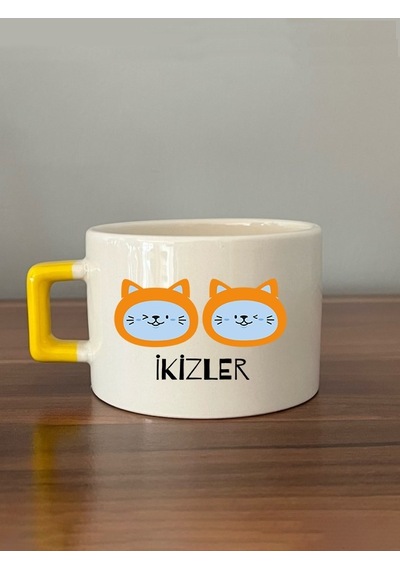 İkizler Burcu Ve Onla Alakalı Komik Açıklama Baskılı Turuncu Kulplu C Kupa