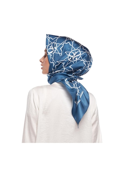 İpekevi Twill İpek Eşarp - Seljuk Monogram - Kot Mavi - Kot Mavi