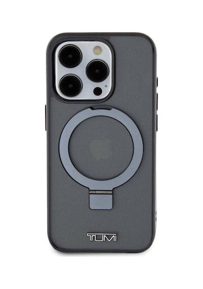 Apple Uyumlu iPhone 15 Pro Kılıf Tumı Lisanslı Magsafe Özellikli Pc Tpu Metal Logolu Ring Standlı