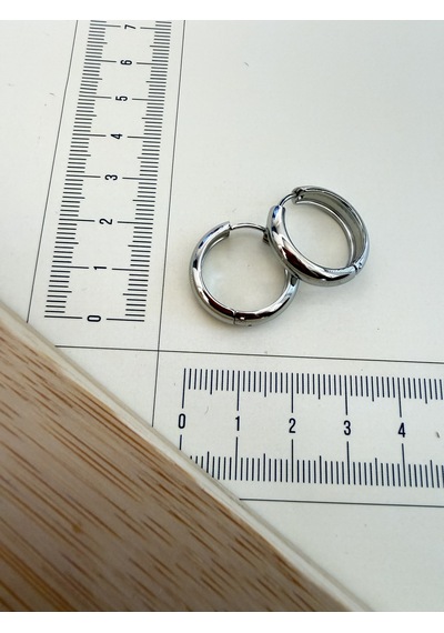 316 L Cerrahi Çelik 5mm 18mm Bombeli Çelik Halka Küpe Gümüş