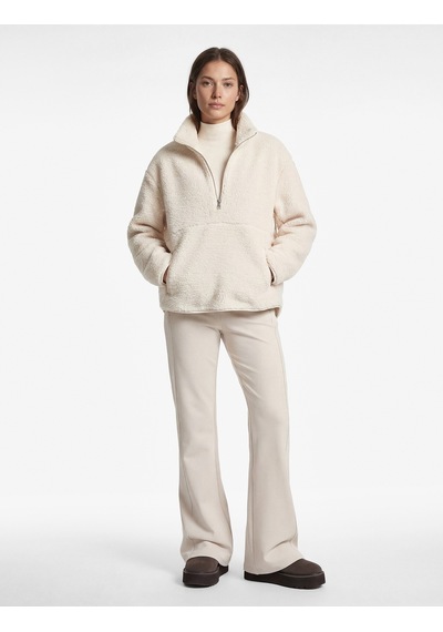 Koton Uzun Kollu Cepli Yarım Fermuarlı Spor Peluş Sweatshirt Ekru 6wak20011nk Ekru