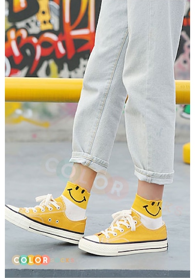 5'li Kadın Smile Yarım Konç Spor Patik Çorap Extra Soft KARIŞIK