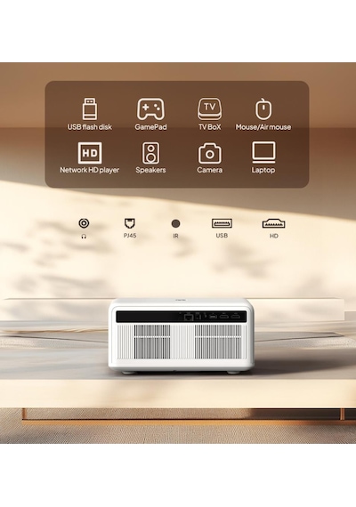 Byintek U14 PRO Full HD Projeksiyon Cihazı, 1500 ANSI, Toz Geçirmez Optik Motor, MEMC ve HDR, Akıllı Engelden Kaçınma, Android OS 11.0, Surround Ses