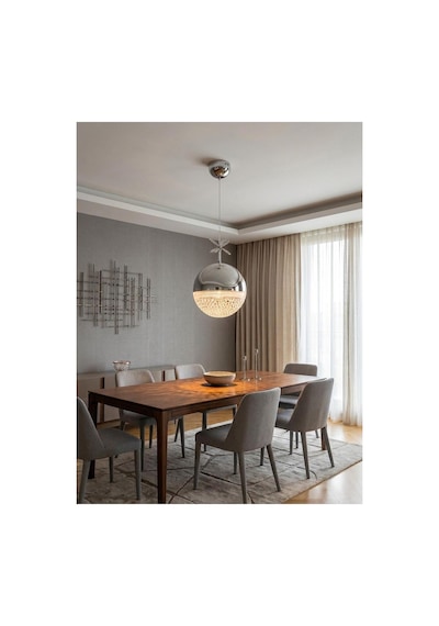 LumiaLighting Madrid Model Gümüş 3 Renk Modu Ledli Sarkıt Modern Salon Mutfak Çocuk Yatak Odası Led Avize