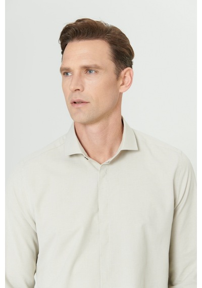 AC&Co / Altınyıldız Classics Erkek Acık Hakı Slim Fit Dar Kesim Klasik Yaka Pamuklu Armürlü Gömlek Açık Haki AC&Co / Altınyıldız Classics Erkek Acık Hakı Slim Fit Dar Kesim Klasik Yaka Pamuklu Armürlü Gömlek Açık Haki