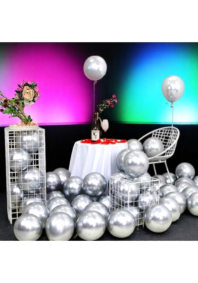 Ultra Yüksek Kalite 50adet Gümüş Krom Balon Aynalı Balon Parlak Balon Metalik Balon Krom Gümüş Balon GÜMÜŞ