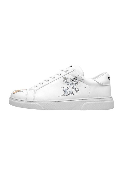 Kadın Vegan Deri Beyaz Sneakers - Warner Bros Up-to-no-good Tasarım Çok Renkli
