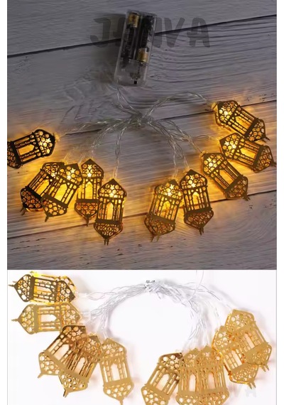 Ramazan Ayı Namaz Köşesi Metal Gold Led Pilli Kandil Dini Sembollü Süsleme Dekor Işığı Led Ambiyans Kandil