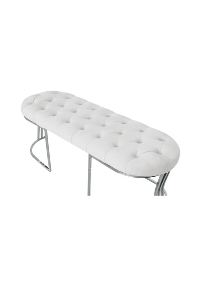 VİEGO SILVER BEYAZ-Kapitoneli Model Puf&Bench&Koltuk-Oturak-Uzun Makyaj Puff-Yatak Odası Ucu&Önü