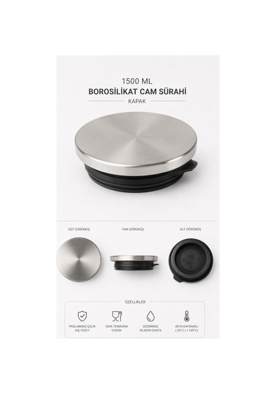 1500 Ml Borosilikat Cam Sürahi Isıya Dayanıklı Şeffaf Cam Su Ve Soğuk İçecek Sürahisi