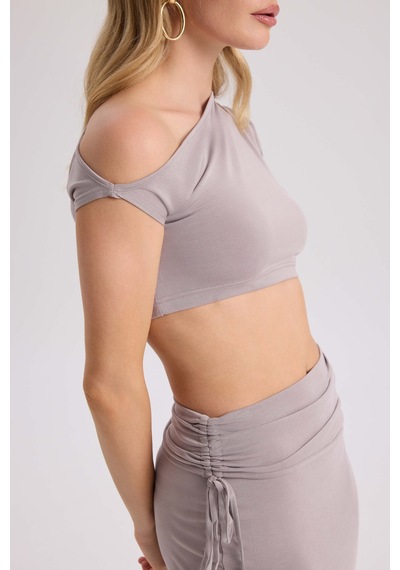 Mai Collection Mai Studios Co. Ivan Büzgülü Lila Crop Etek Takım Lila