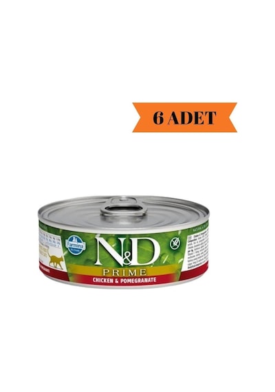N&D Prime Tahılsız Tavuk & Nar Yetişkin Kedi Maması 6 x 70 G