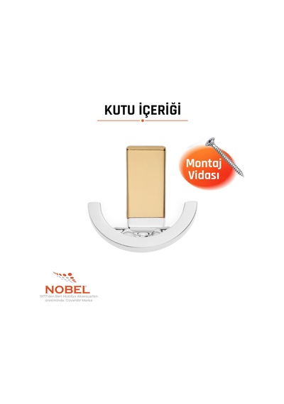 Palmiye Lüks Askı, Metal, Vestiyer Askı, 120 Gr, Dolap Askılık, Duvar Askılığı, Krom-altın Vidalı 5 Adet