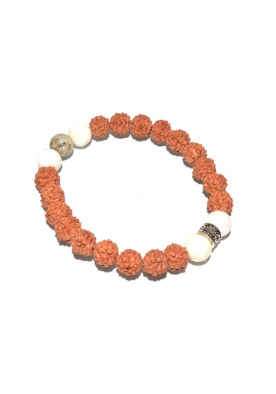Hakiki Doğal Dendritli Opal Rudraksha Bileklik 001 Beyaz