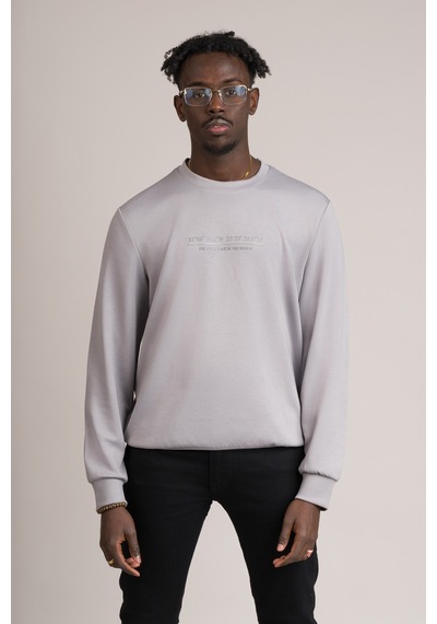 Fbi Slimfit Modal Kumaş Baharlık Sıfır Yaka Likralı Sweatshirt Gri