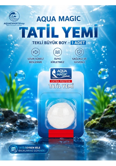 Balık Tatil Yemi - Büyük Boy - Ekstra Protein - Tekli - Tatilde Uzun Süreli Güvenli Besleme - Balıklar İçin Güvenli