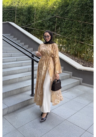 Riella Butik Aura İkili Tesettür Takım Camel