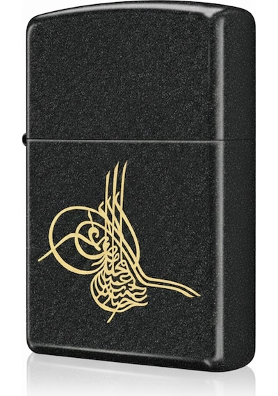 Zippo Ottoman Sultan Tuğra Black Crackle Dizayn Çakmak Siyah