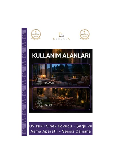 Sinekkovucu Mor Işık Şarjlı Kamp Bahçe Profesyonel Sessiz Modern Güçlü Çalışma Uv Işıklı Sinek Kovu