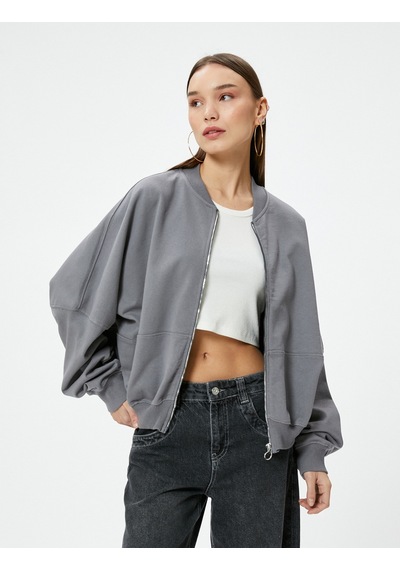 Koton Fermuarlı Sweatshirt Rahat Kalıp Yuvarlak Yaka Uzun Balon Kollu Pamuklu Gri 4sal10395ık Gri Koton Fermuarlı Sweatshirt Rahat Kalıp Yuvarlak Yaka Uzun Balon Kollu Pamuklu Gri 4sal10395ık Gri