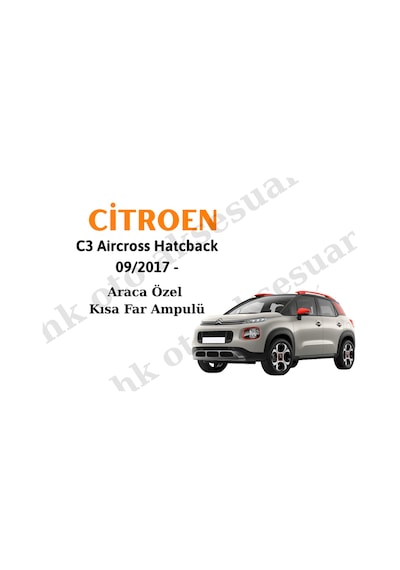 Citroen C3 Hatcback 01/2002 - 06/2010 Kısa Far Ampulü
