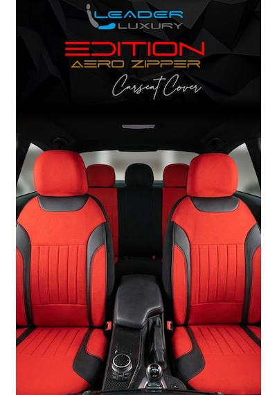 Renault 11 Flash Uyumlu Lüx Deri Detaylı Tay Tüyü Oto Koltuk Kılıfı Ön Arka Takım Edition Serisi Kırmızı
