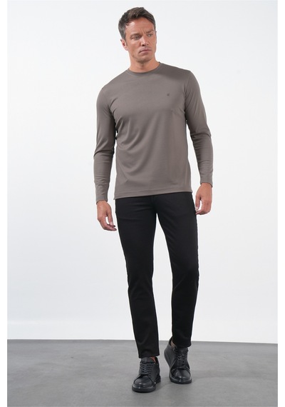 İmza Haki Bisiklet Yaka Uzun Kol Örme Standart Fit Esnek Sweatshirt 1013260150