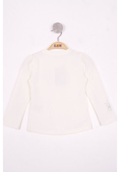 Toontoy Kids Toontoy Kız Çocuk Yonca Nakışlı Sweatshirt Ekru
