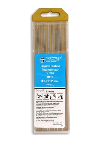 1,6 Mm Wl-15 Sarı Tungsten Elektrot 175 Mm Trafimet Adet Fiyatı