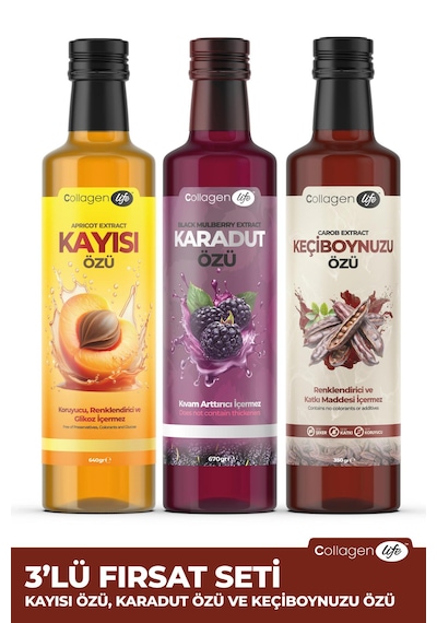 Collagen Life Karadut Özü - Kayısı Özü - Keçiboynuzu Özü Fırsat Seti