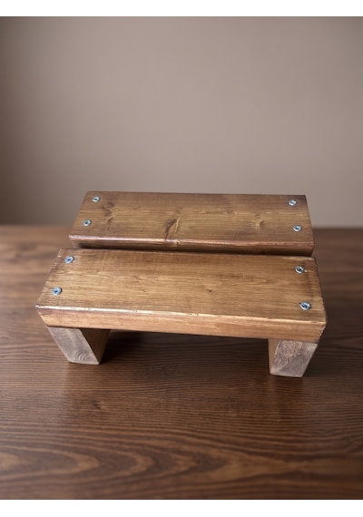 Nest Woodtr Doğal Ahşap Tek Katlı Basamak Tabure Yükseltici 30x25x15cm 1adet Açık Ceviz