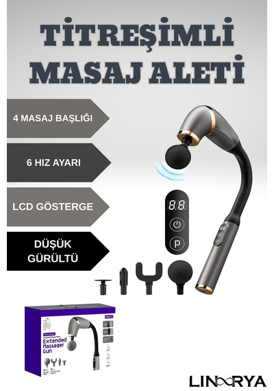 Amg16 Profesyonel Titreşimli Şarjlı Masaj Cihaz Masaj Aleti Kas Rahatlatıcı Gevşetici Masaj Tabanca Siyah
