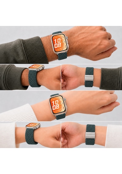 Huawei Watch Fit 5 Pro İle Uyumlu Metal Klipsli Solo Fiberlink Yumuşak Kumaş Örgü Kordon