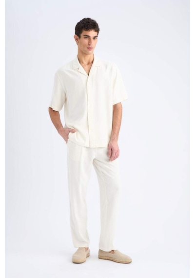 Defacto Yazlık Viskon Jogger Pantolon Regular Fit Normal Kesim Keten Karışımlı Düz Paça Cepli B4867ax25smbg686 Bej
