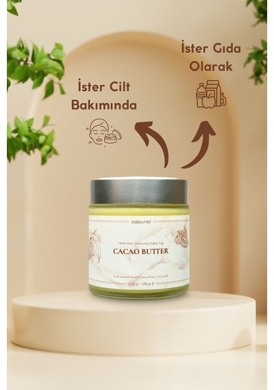Sabunal Kakao Yağı - Soğuk Sıkım Ham İşlenmemiş Raw Virgin Cacao Butter 100 G