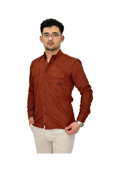 Erkek Spor Likralı Gömlek Bgl-st04343 kiremit