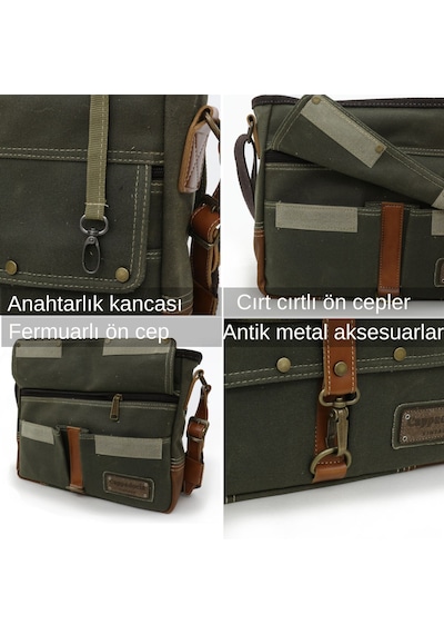 Cappadocia Vintage 4046 Haki Yeşil Omuz Postacı Okul Çaantası Haki
