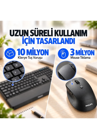 Philips SPT6607 Kablosuz Türkçe Q Klavye & Mouse Set