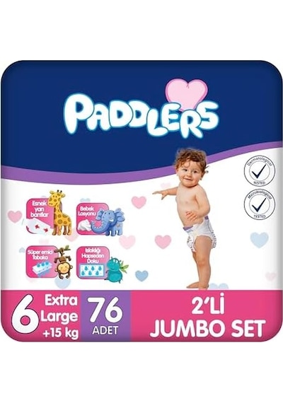 Bebek Bezi 6 Numara X-large 15+ Kg 76 Adet 2 Li Set