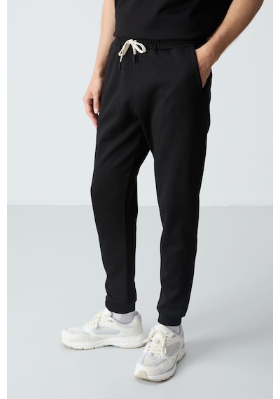 Tommy Life Siyah Pamuklu Kalın Yumuşak Dokulu Oversize Fit Basic Erkek Eşofman Takım - 85261 Siyah