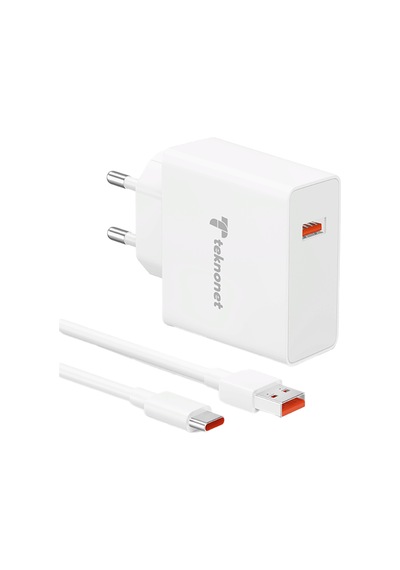Teknonet Tn-hch14 67w Type-c Hızlı Şarj Adaptörü Ve Type-c Kablo Beyaz