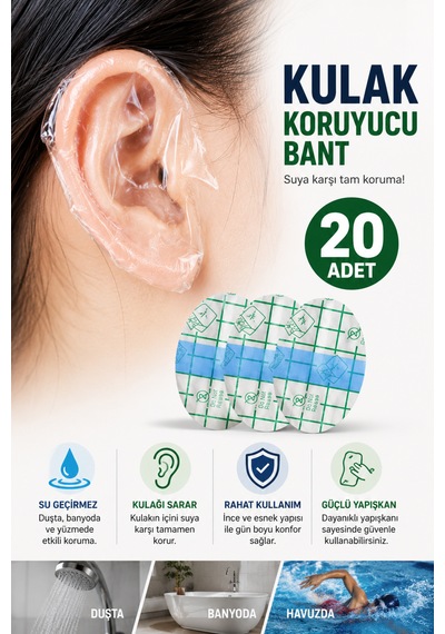 Kulak Enfeksiyonlarına Karşı Etkili Koruma Banyo Kulak Koruyucu Bant 20 Adet