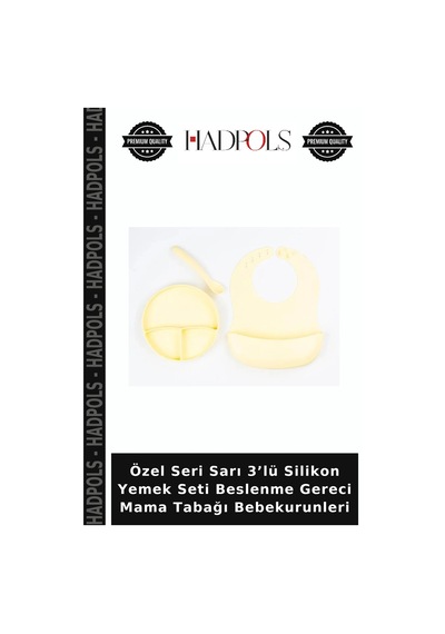 Özel Seri Sarı 3 Lü Silikon Yemek Seti Beslenme Gereci Mama Tabağı Bebekurunleri