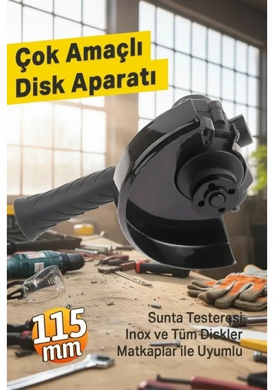Matkap Ucuna Takılabilen Çok Amaçlı Taşlama Ve Sunta Kesim Diski Aparatı Sert Plastik Seti 115 Mm Lisinya